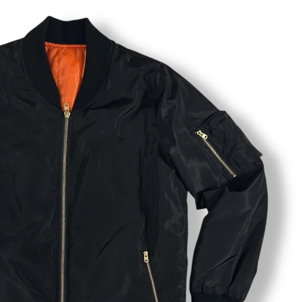 Moto‎ Black Orange Lightweight Bomber Jacket Womens Small
